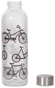Glass Water Bottle "Bike Ride"