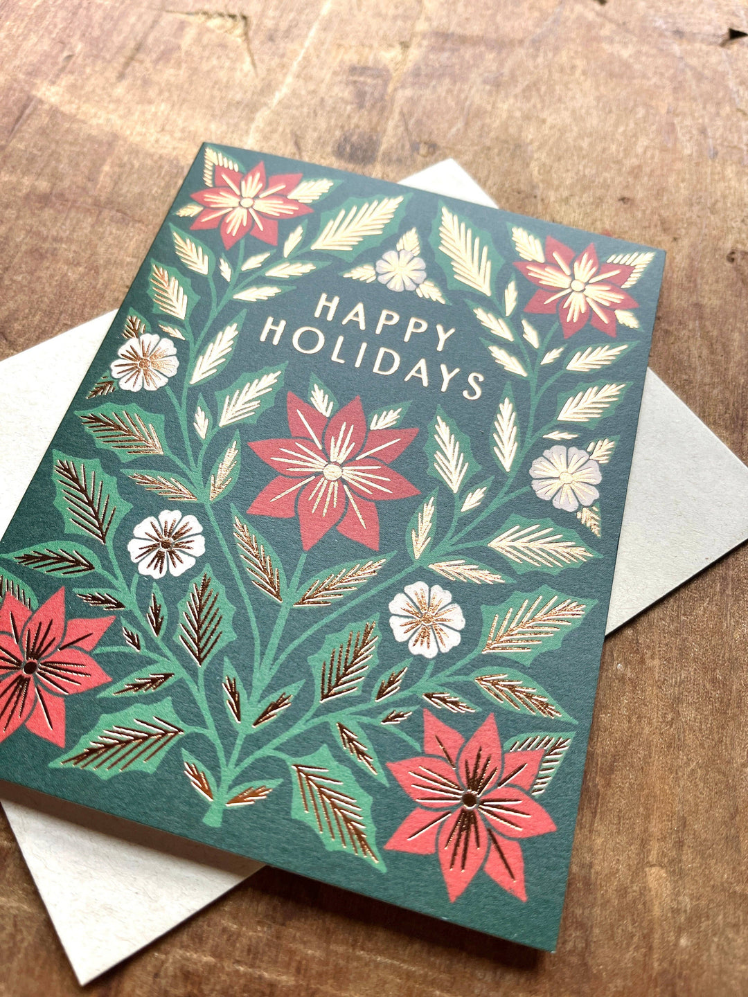 Boxed Holiday Cards "Poinsettia on Green"