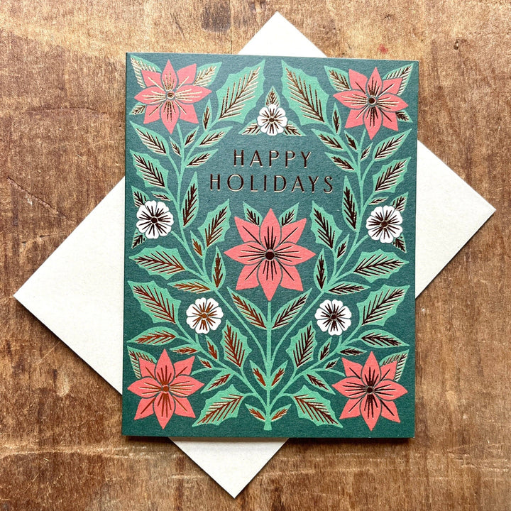 Boxed Holiday Cards "Poinsettia on Green"