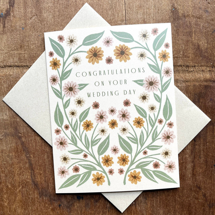 Wedding Card "Yellow + Blush Flowers"