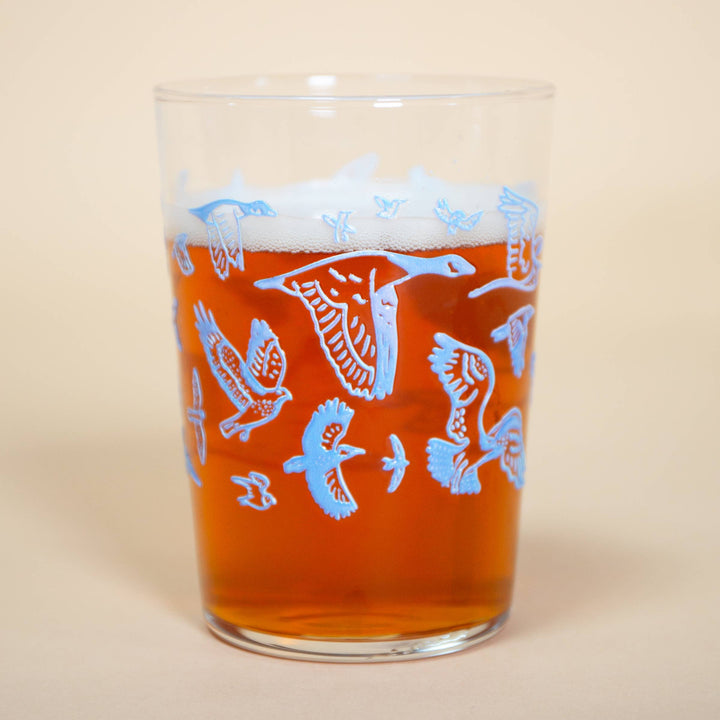 Glass Tumbler | Embossed Blue Birds