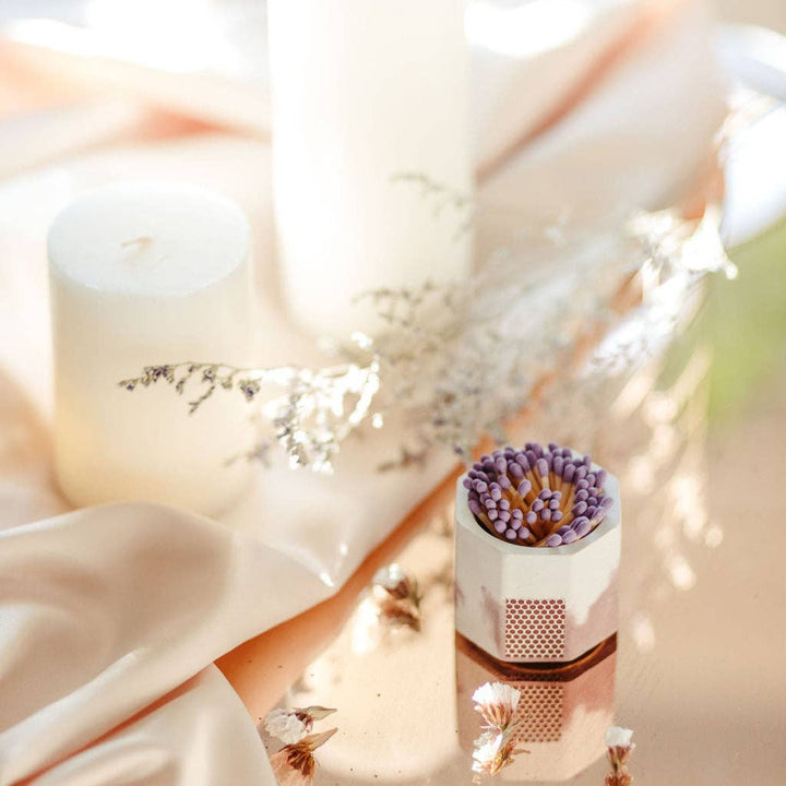 Acai & White Match Holder w/ Purple Matches