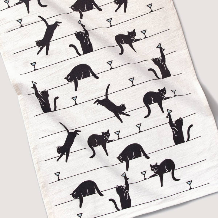 Tea Towel | Black Cat Martini