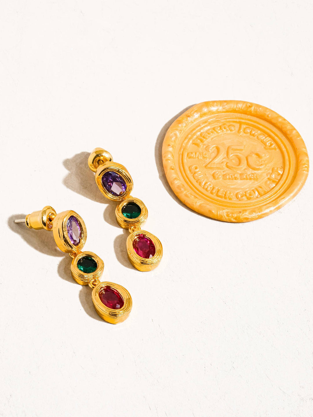 Post Earring | Multi Color CZ Drop