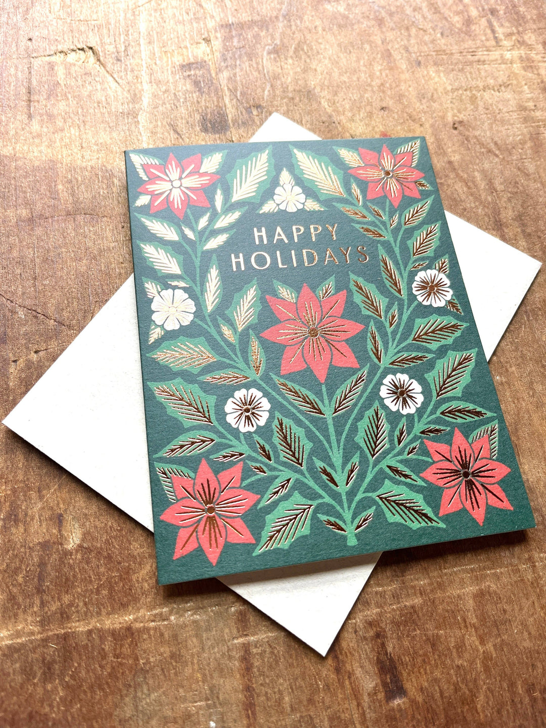 Boxed Holiday Cards "Poinsettia on Green"
