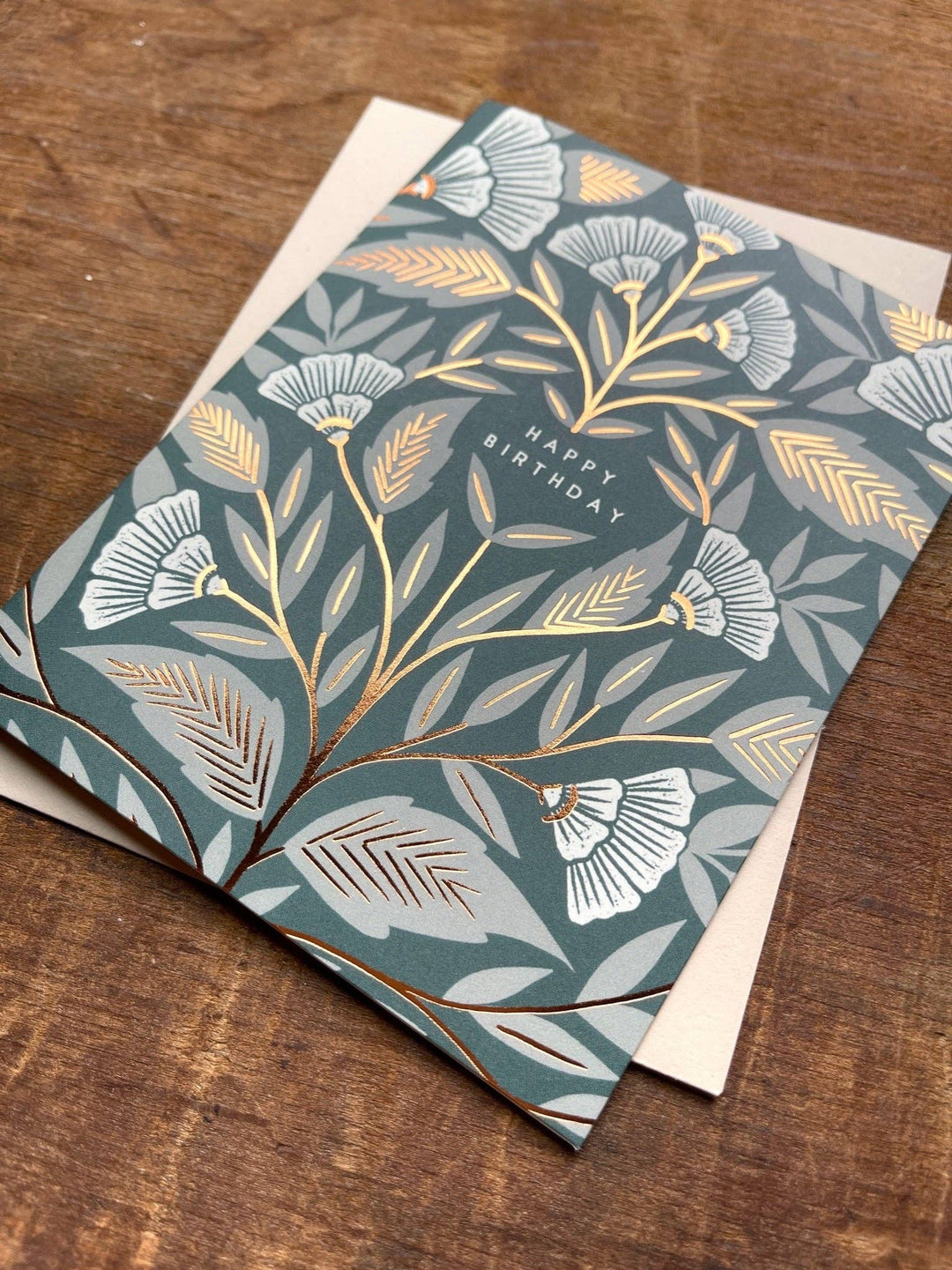 Birthday Card "White Flowers on Teal"