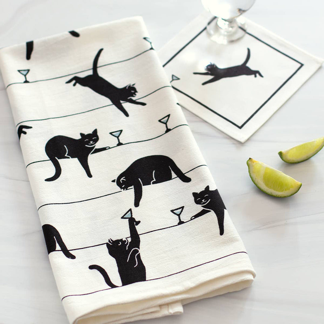 Tea Towel | Black Cat Martini