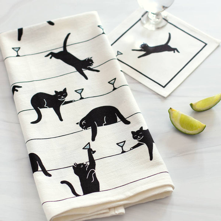 Tea Towel | Black Cat Martini