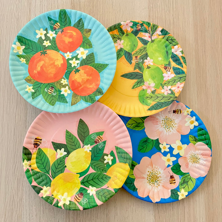 Melamine "Paper" Plates | Citrus Floral + Bees