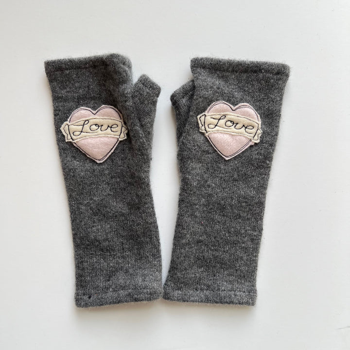Fingerless Cashmere Gloves "Tattoo Heart"