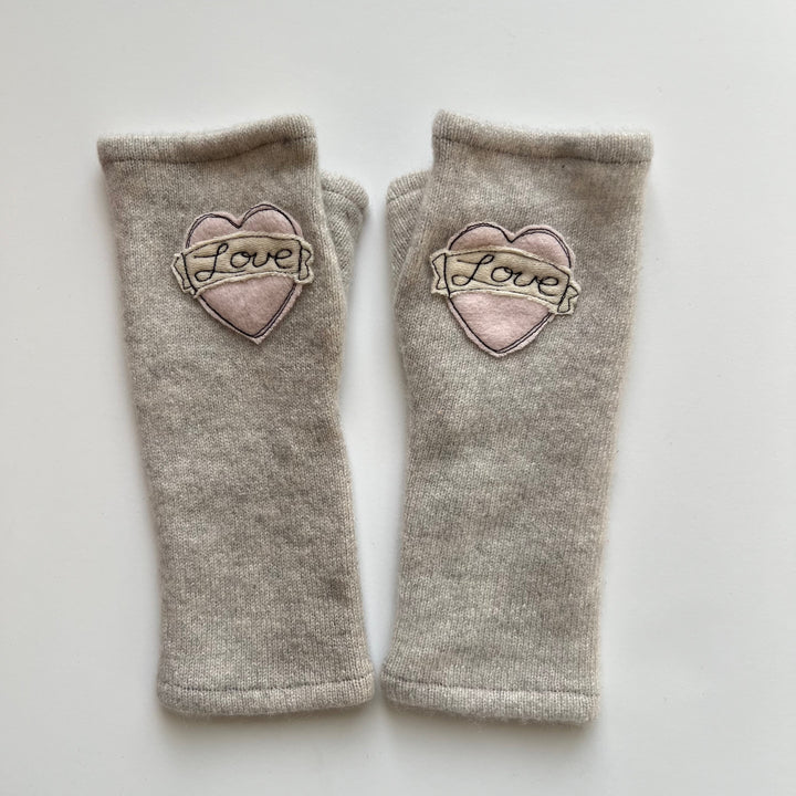 Fingerless Cashmere Gloves "Tattoo Heart"