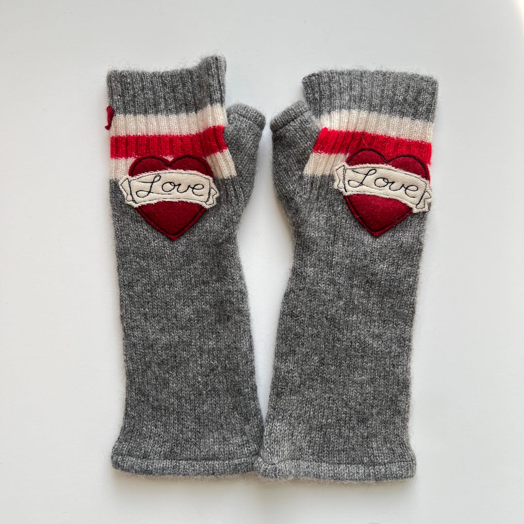 Fingerless Cashmere Gloves "Tattoo Heart"
