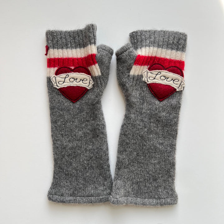Fingerless Cashmere Gloves "Tattoo Heart"