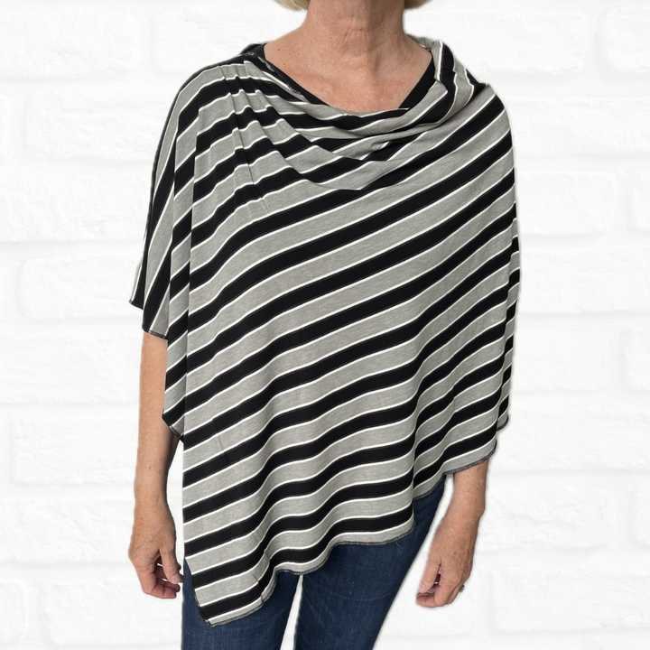 SALE | Black & White Poncho