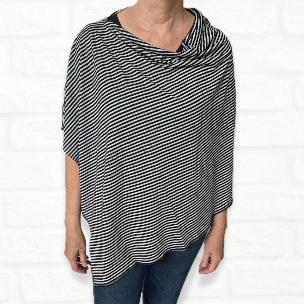 SALE | Black & White Poncho