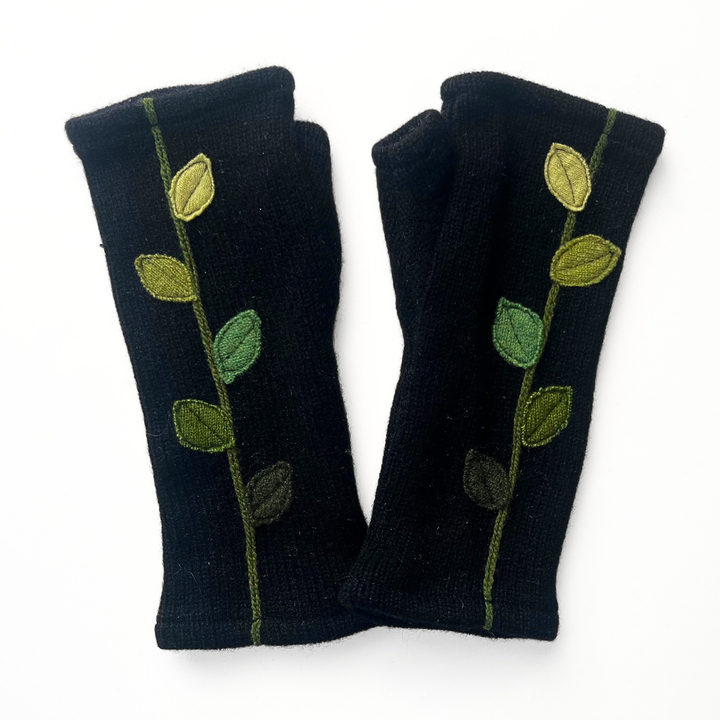 Fingerless Cashmere Gloves "Leaves"