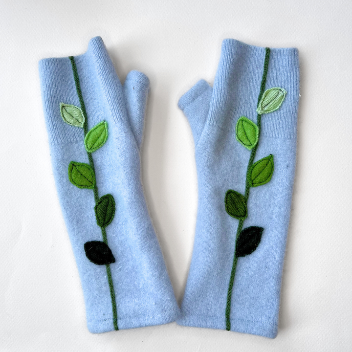 Fingerless Cashmere Gloves "Leaves"
