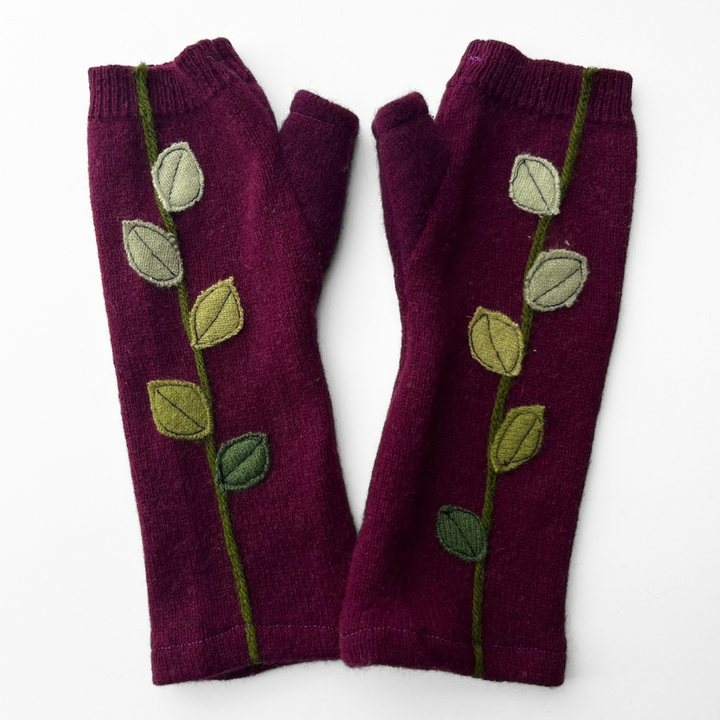 Fingerless Cashmere Gloves "Leaves"