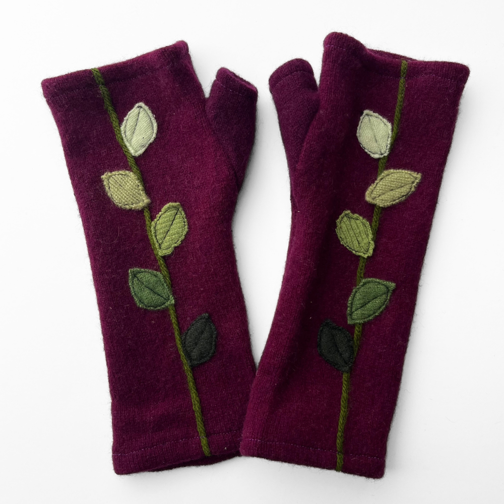 Fingerless Cashmere Gloves "Leaves"