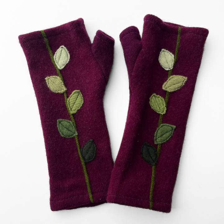 Fingerless Cashmere Gloves "Leaves"