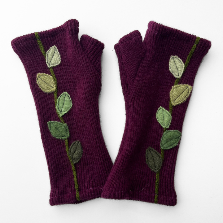Fingerless Cashmere Gloves "Leaves"