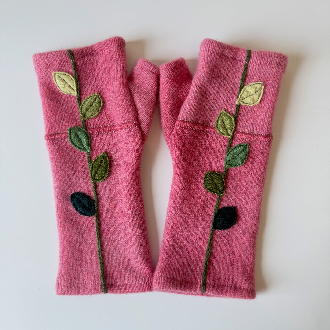 Fingerless Cashmere Gloves "Leaves"