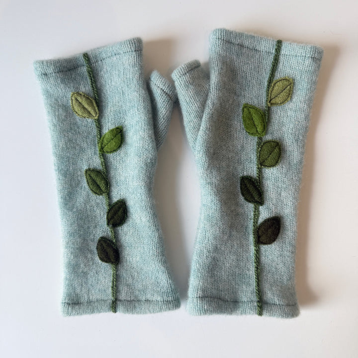 Fingerless Cashmere Gloves "Leaves"