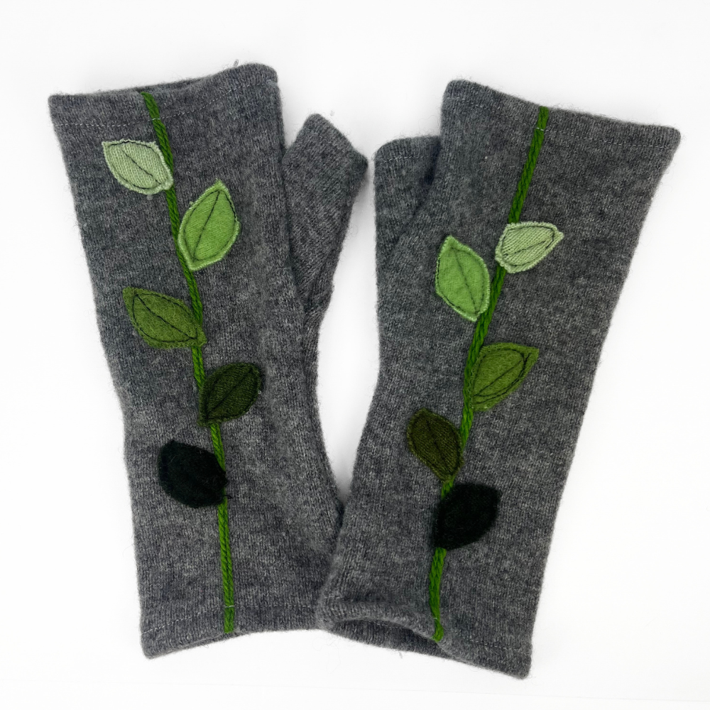 Fingerless Cashmere Gloves "Leaves"