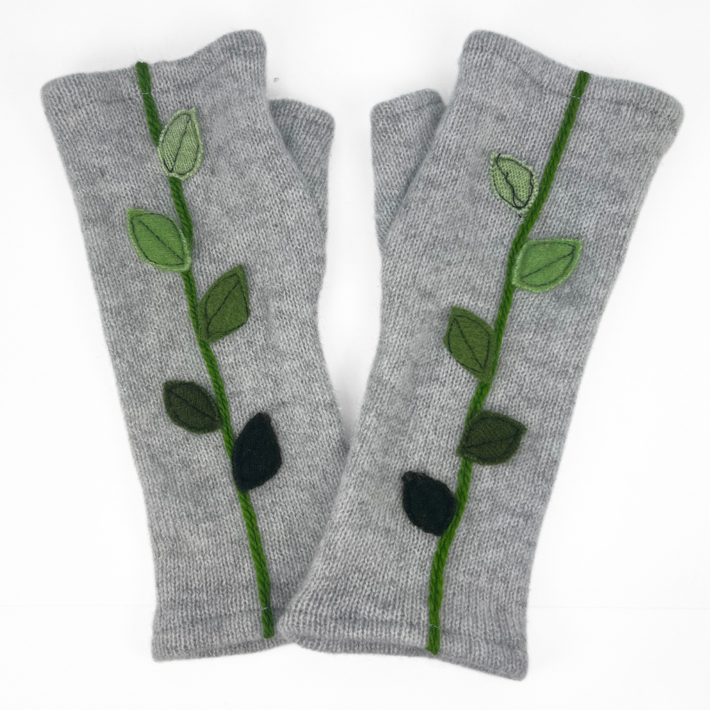 Fingerless Cashmere Gloves "Leaves"