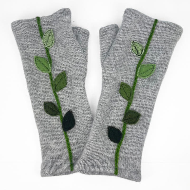 Fingerless Cashmere Gloves "Leaves"