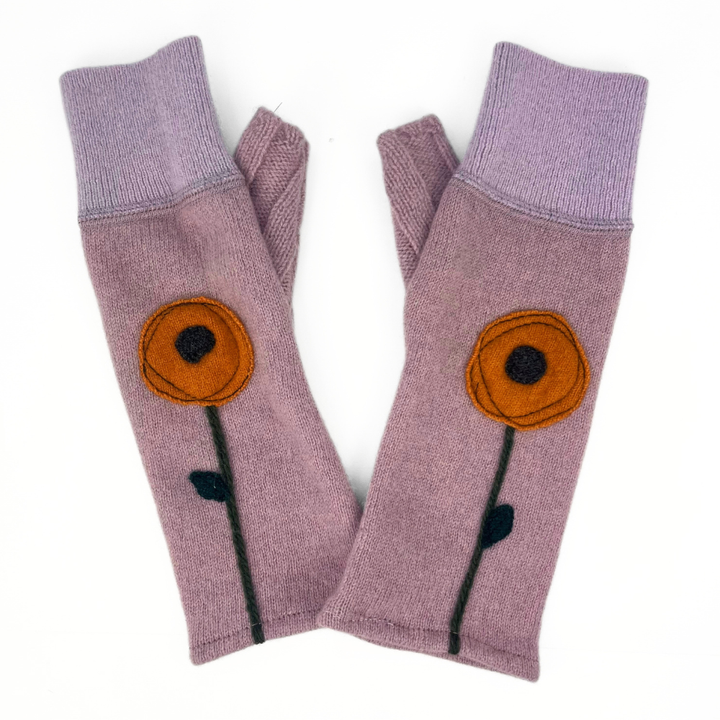 Fingerless Cashmere Gloves "Mod Bloom"