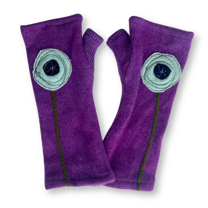 Fingerless Cashmere Gloves "Mod Bloom"