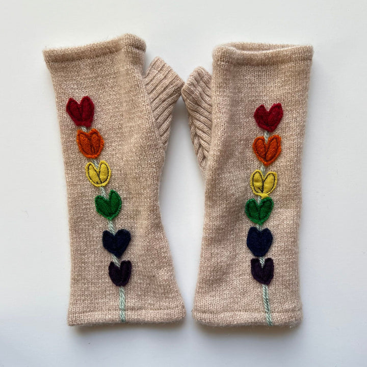 Fingerless Cashmere Gloves "Petals"