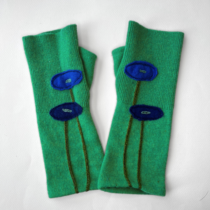 Fingerless Cashmere Gloves "Oval Poppy"