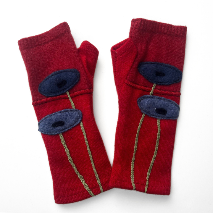 Fingerless Cashmere Gloves "Oval Poppy"