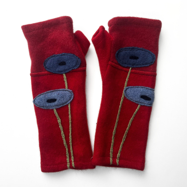 Fingerless Cashmere Gloves "Oval Poppy"