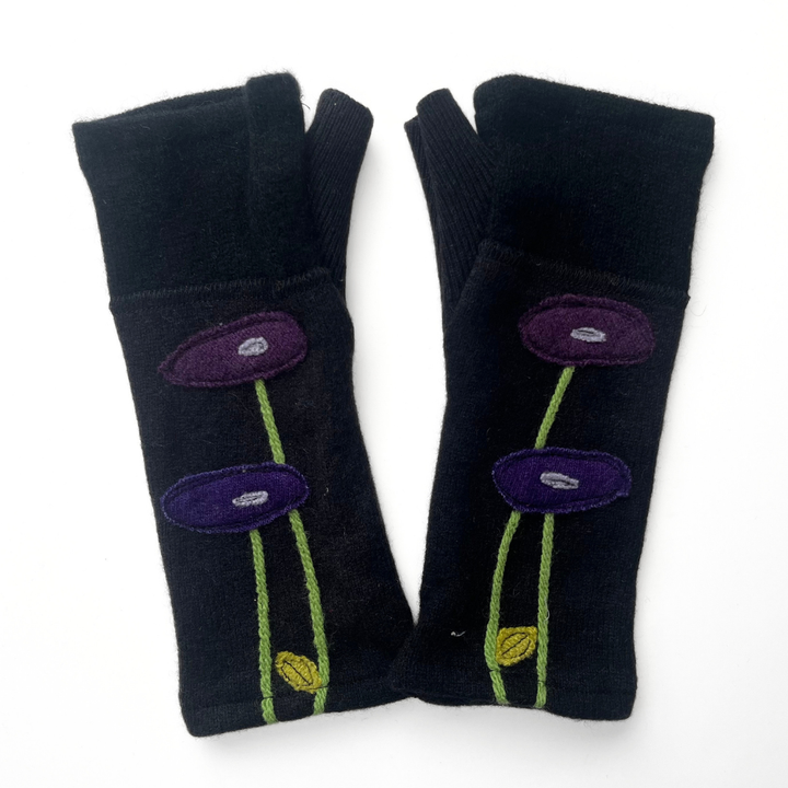 Fingerless Cashmere Gloves "Oval Poppy"