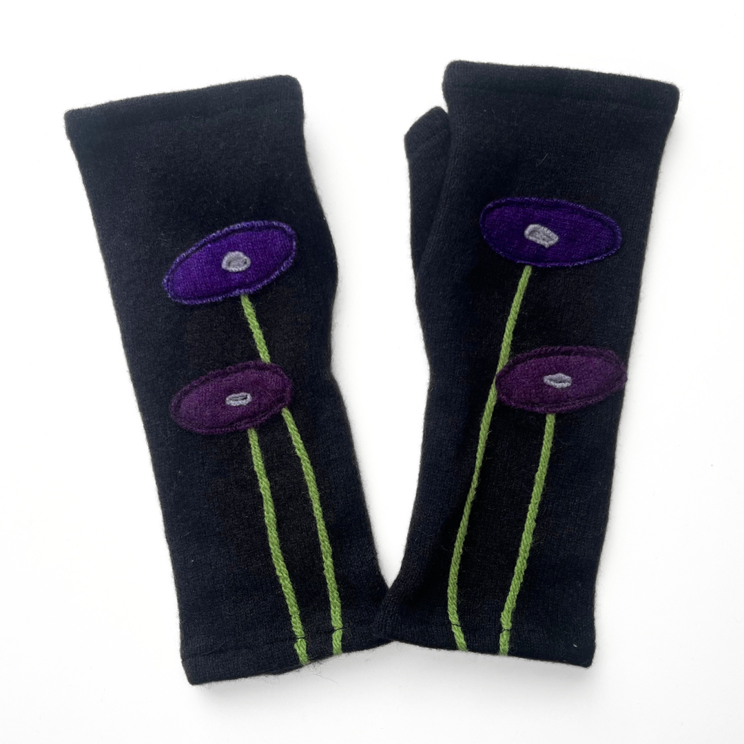 Fingerless Cashmere Gloves "Oval Poppy"