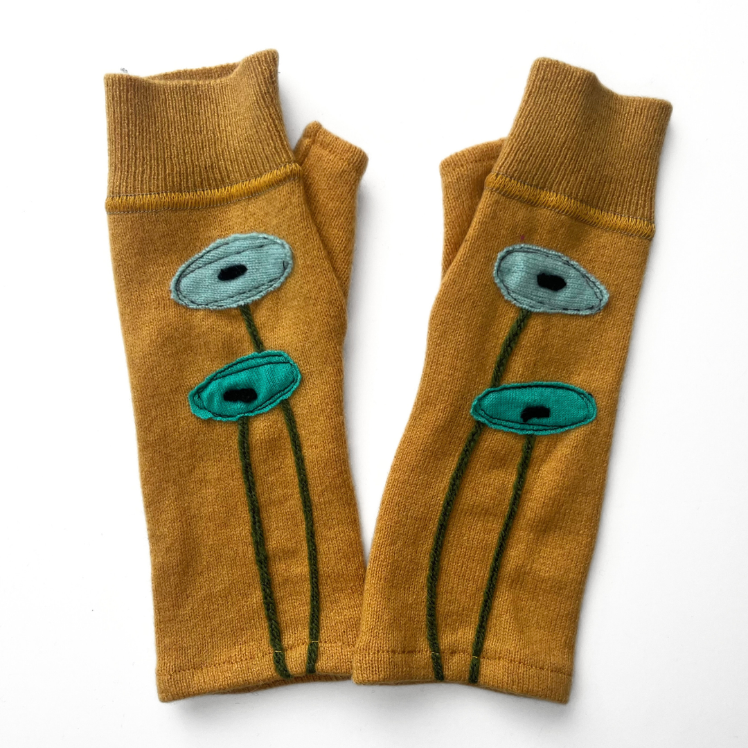 Fingerless Cashmere Gloves "Oval Poppy"