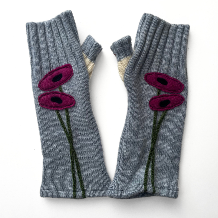 Fingerless Cashmere Gloves "Oval Poppy"