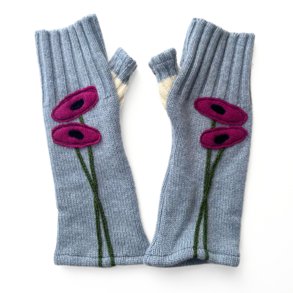Fingerless Cashmere Gloves "Oval Poppy"