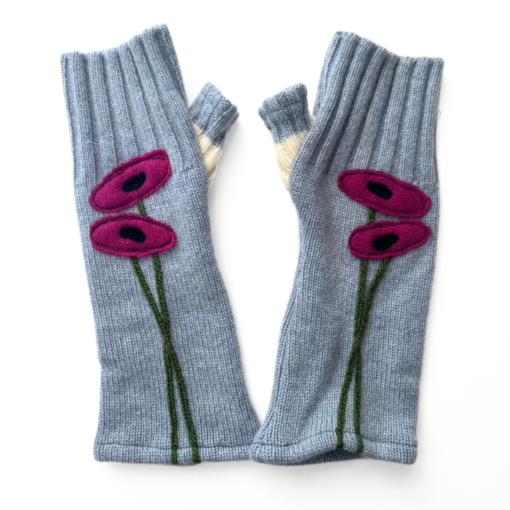 Fingerless Cashmere Gloves "Oval Poppy"