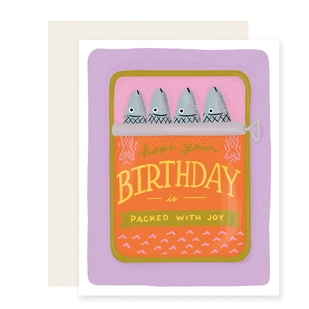 Birthday card with cartoon fish design and birthday message on a white background