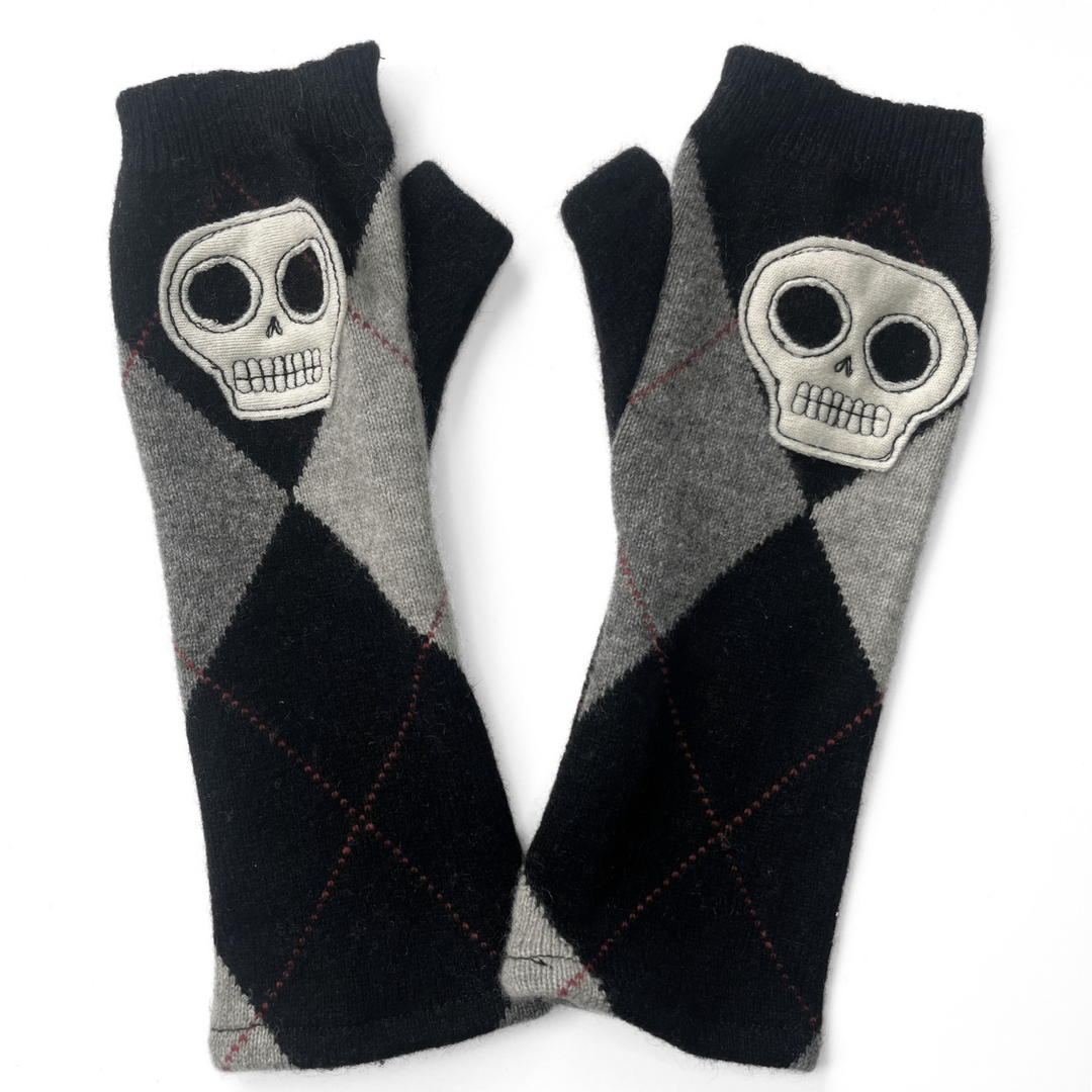 Fingerless Cashmere Gloves "Skull"