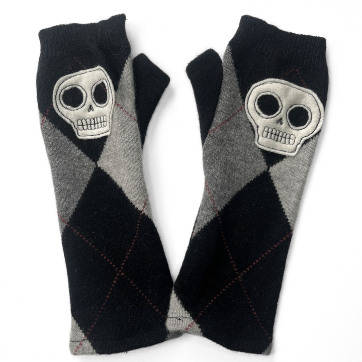 Fingerless Cashmere Gloves "Skull"