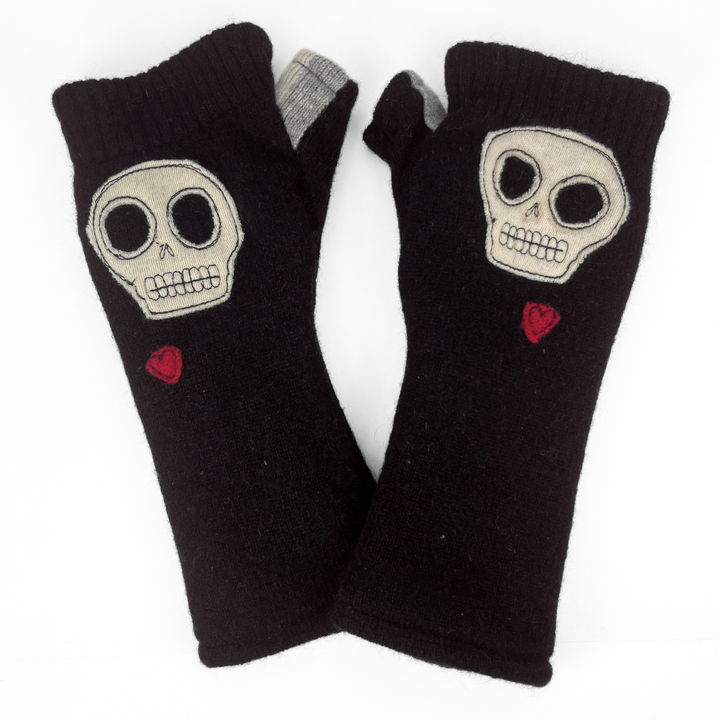 Fingerless Cashmere Gloves "Skull"