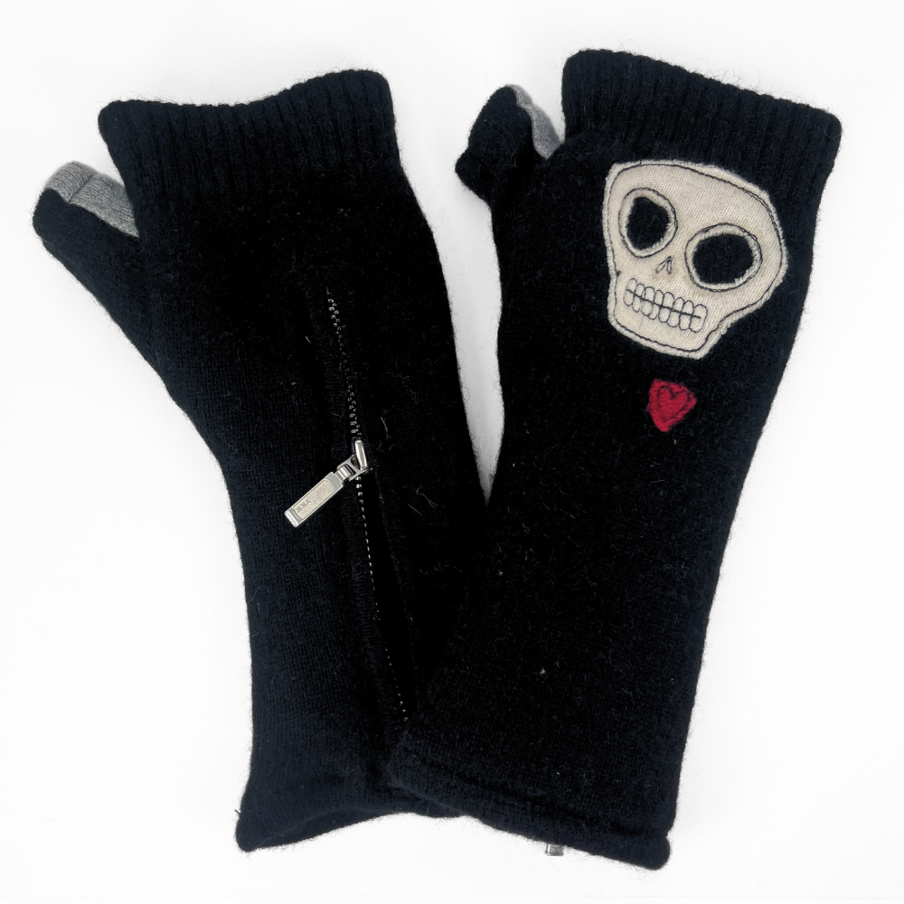 Fingerless Cashmere Gloves "Skull"