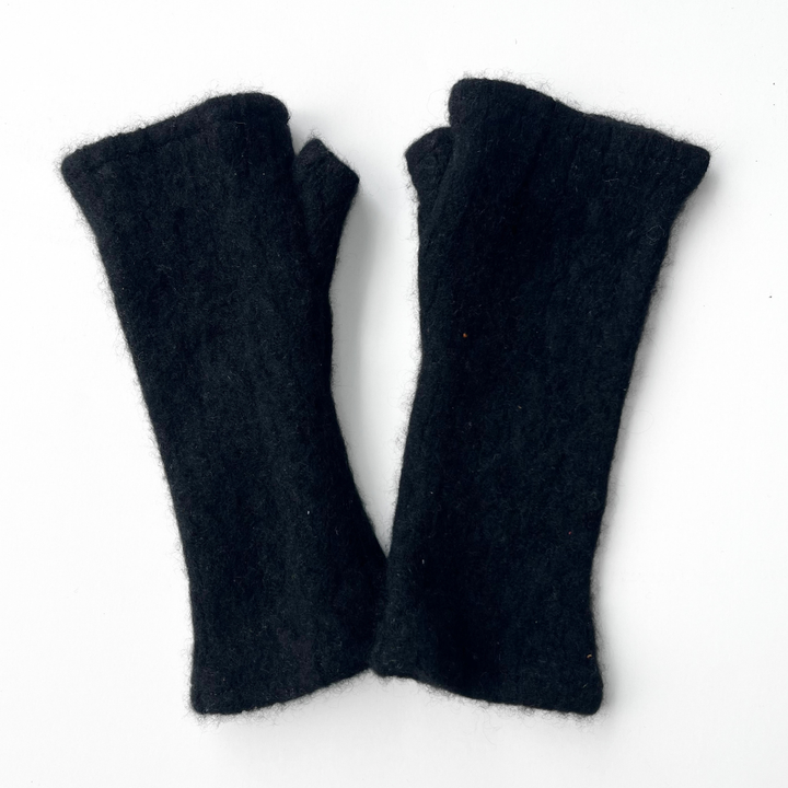 Fingerless Cashmere Gloves "Cable Knit Solids"