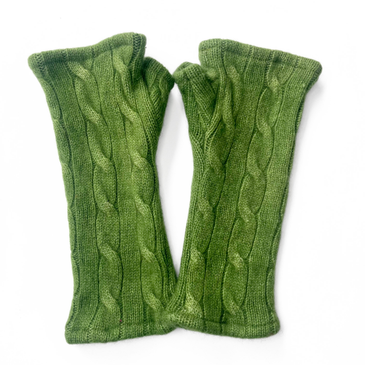 Fingerless Cashmere Gloves "Cable Knit Solids"