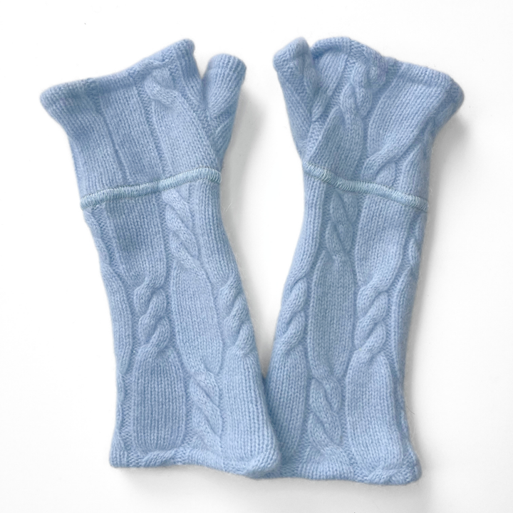 Fingerless Cashmere Gloves "Cable Knit Solids"